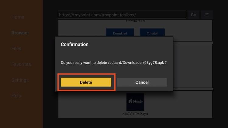 click delete again
